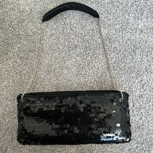 New York & Company Small Black Sequins Chain Strap Shoulder Bag
